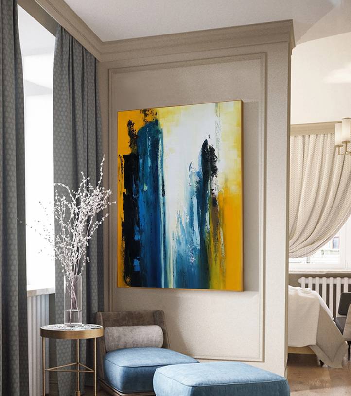 Black Living Entryway Abstract Canvas Artwork R1N1G wall art